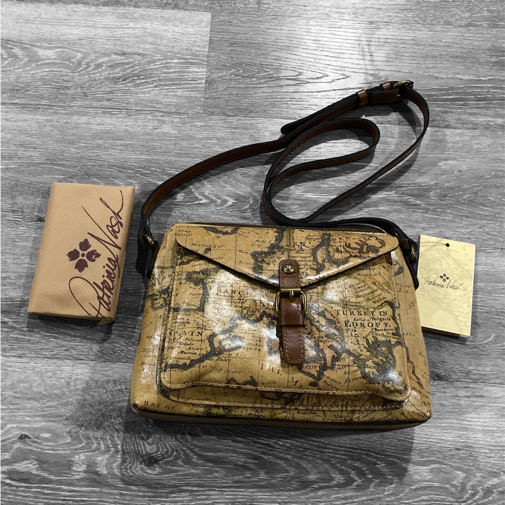 Patricia Nash | Avellino Leather Crossbody Bag NWT & Dust Cover European Map